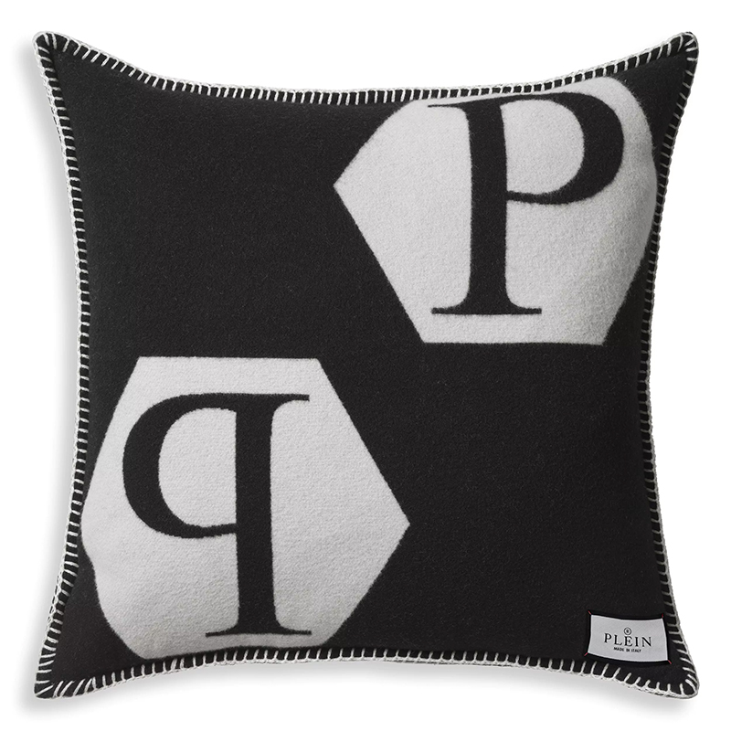 Подушка Philipp Plein Cushion Cashmere PP Logo 65 x 65 Black