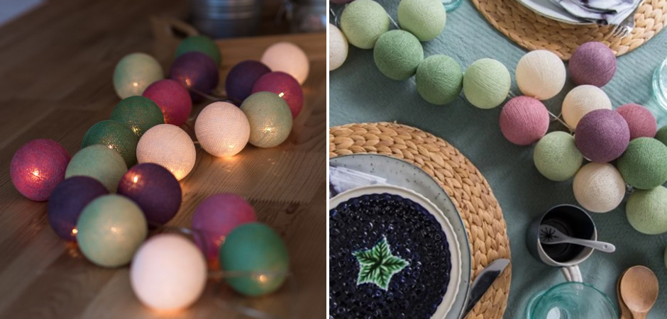 Гирлянда хлопковые фонарики Сotton Ball Forest Fruit - Loft-Concept в Москве