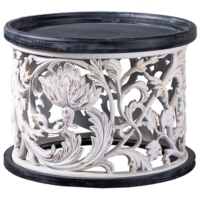 Кофейный стол Fleurette Provence Black White Side Table 63 Белый Черный Золотой Кофейный стол Fleurette Provence Black White Side Table 63