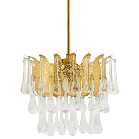  Ernst Palme Glass and Gilded Brass Chandelier    | Loft Concept 