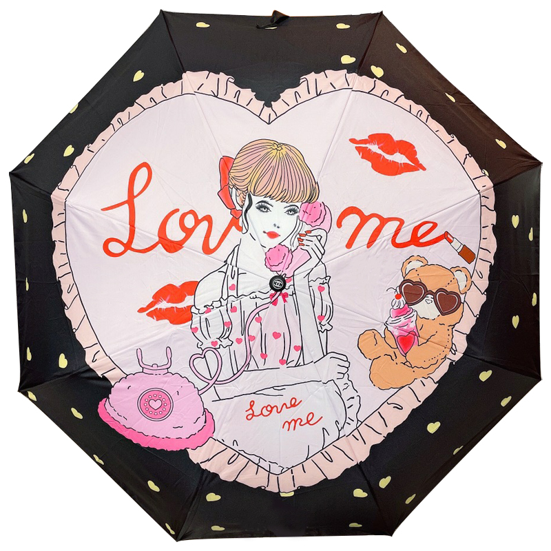 

Зонт раскладной CHANEL дизайн 018 Черный и розовый цвет