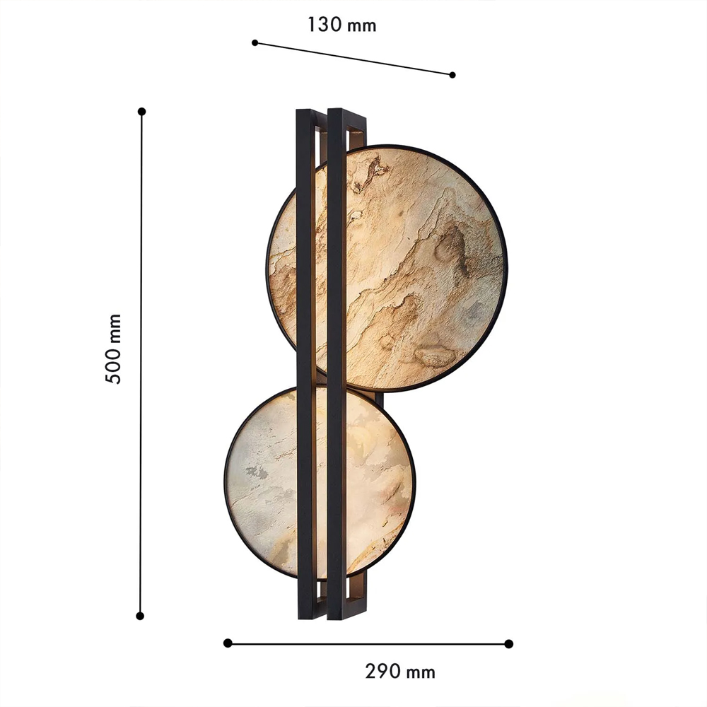 Бра из двух каменных дисков в металлической раме Constellation в Москве