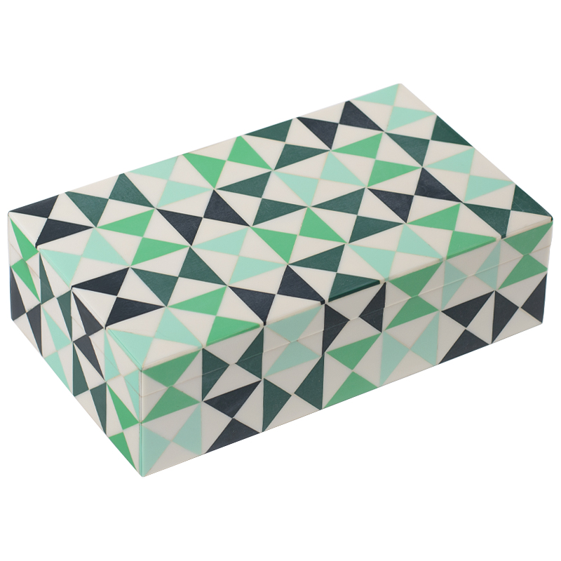  Small Triangles Green Bone Inlay Box   ̆   | Loft Concept 