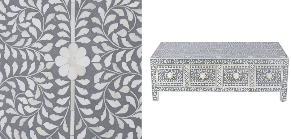 Стол кофейный отделка кость BONE INLAY Coffee Table 8 Drawer Стол кофейный отделка кость BONE INLAY Coffee Table 8 Drawer - Loft-Concept