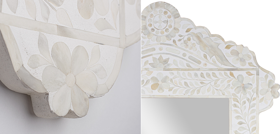 Зеркало отделка кость White Bone Inlay Bird Mirror Зеркало отделка кость White Bone Inlay Bird Mirror - Loft-Concept в Москве