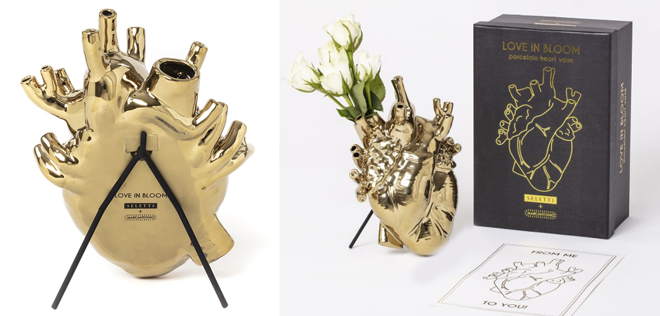 Ваза Seletti Love in Bloom gold porcelain heart vase Ваза Seletti Love in Bloom gold porcelain heart vase - Loft-Concept в Москве