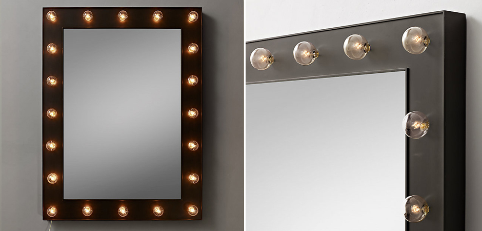 Зеркало с подсветкой Restoration Hardware ILLUMINATED Mirror Dark steel - фото