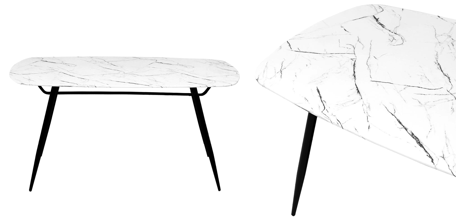 Обеденный стол Hettie Dinner Table столешница с рисунком под мрамор - фото