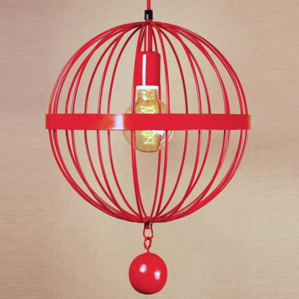   Wire Cage Pendant Spher Red    | Loft Concept 