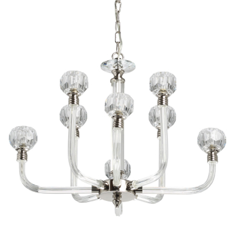 Люстра с 8-ю лампами и гранеными стеклянными плафонами Prism Gala Серый Прозрачный в Москве | Loft Concept 