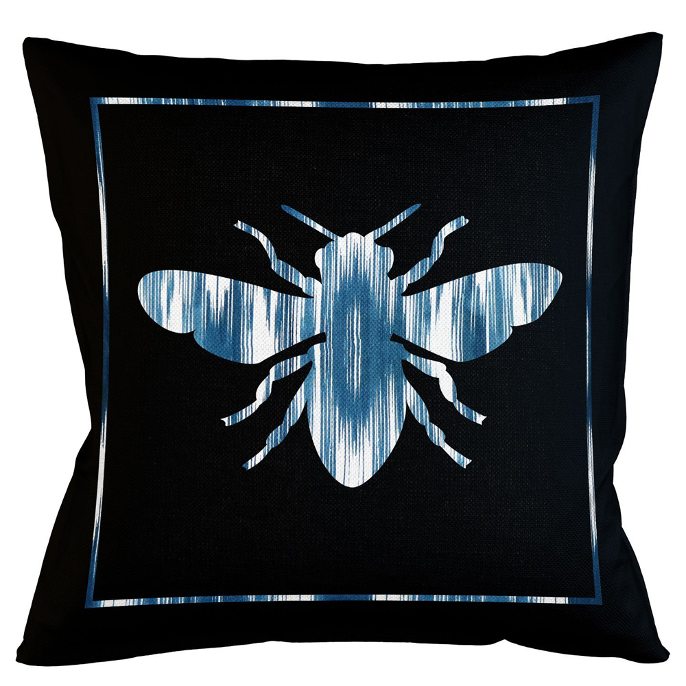 

Подушка декоративная пчела с синим орнаментом Ikat Pattern