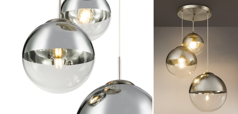 Светильник подвесной Mirror Ball Silver 3 плафона Светильник подвесной Mirror Ball Silver 3 плафона - Loft-Concept в Москве