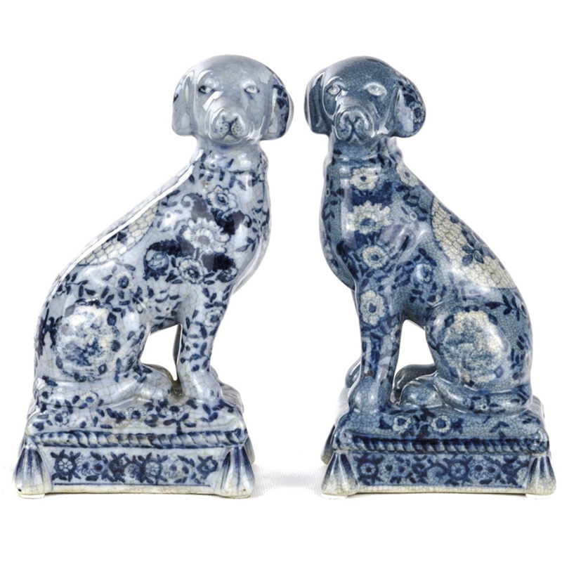 Oriental Blue & White Ornament Dogs   2-      | Loft Concept 