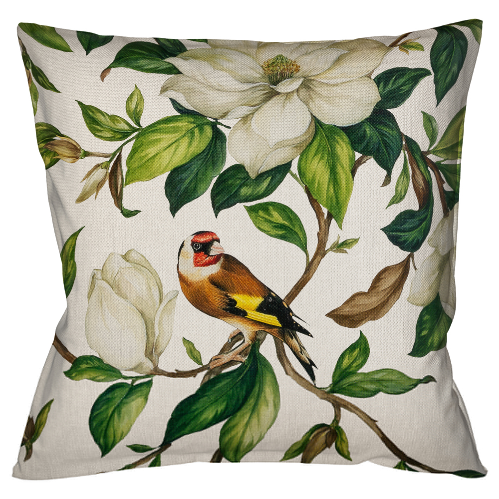 

Декоративная подушка бежевая с изображением птица в саду Blooming Birds