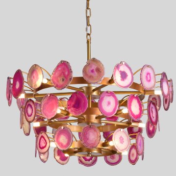  Agate Burst Chandelier 3 Round pink ̆ ̆    | Loft Concept 