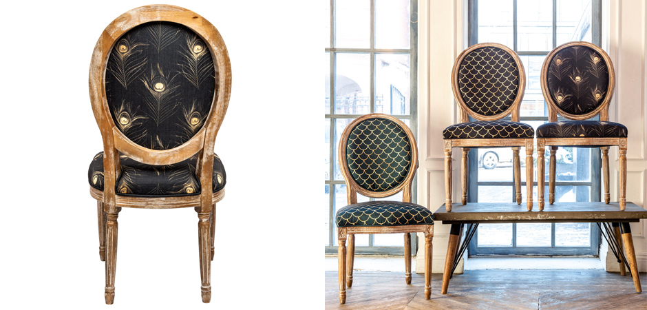 Стул c принтом перо павлина Magic Feathers Night - фото №1