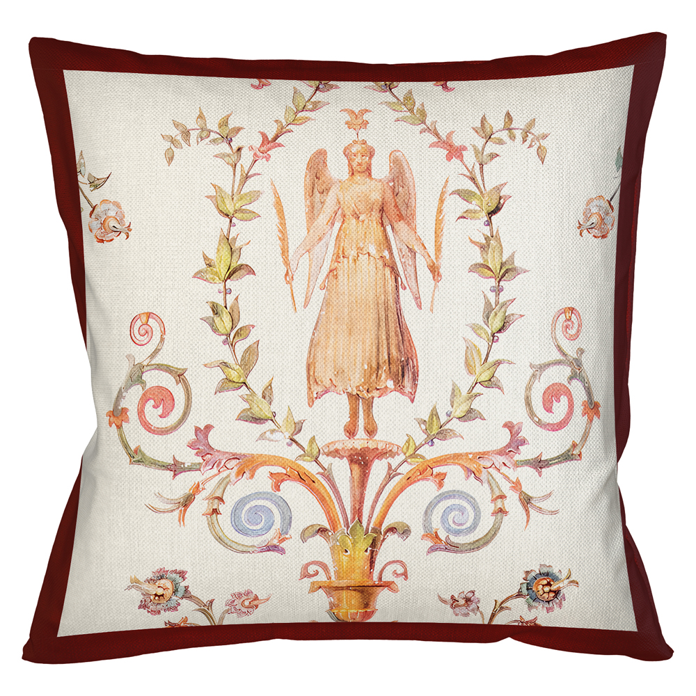 

Декоративная подушка бежевая с растительным орнаментом Raffael Angel Beige Red Cushion