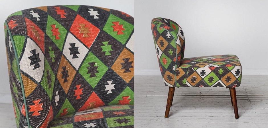 Кресло с зеленым орнаментом KELIM Pattern - фото