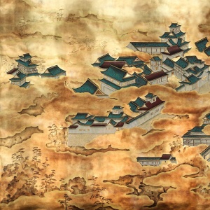 Обои ручная роспись Imperial Palace Original colourway on Deep Rich Gold gilded paper