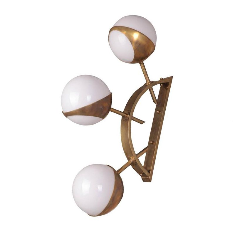  Midcentury Style Triple Orb Brass and Glass Wall Lamp     | Loft Concept 