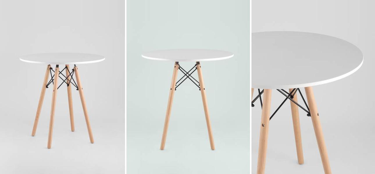 Стол обеденный круглый Paolini белая столешница - фото