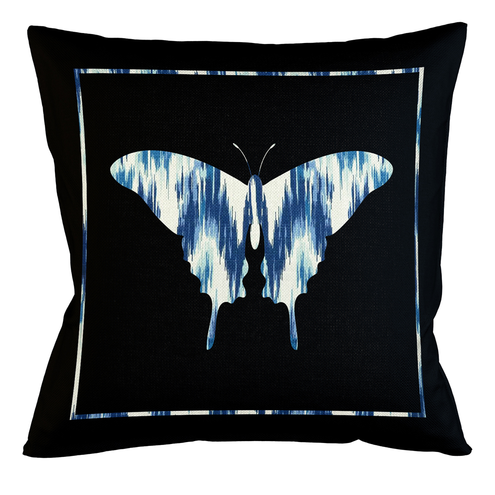 

Подушка декоративная бабочка с синим узором Ikat Pattern