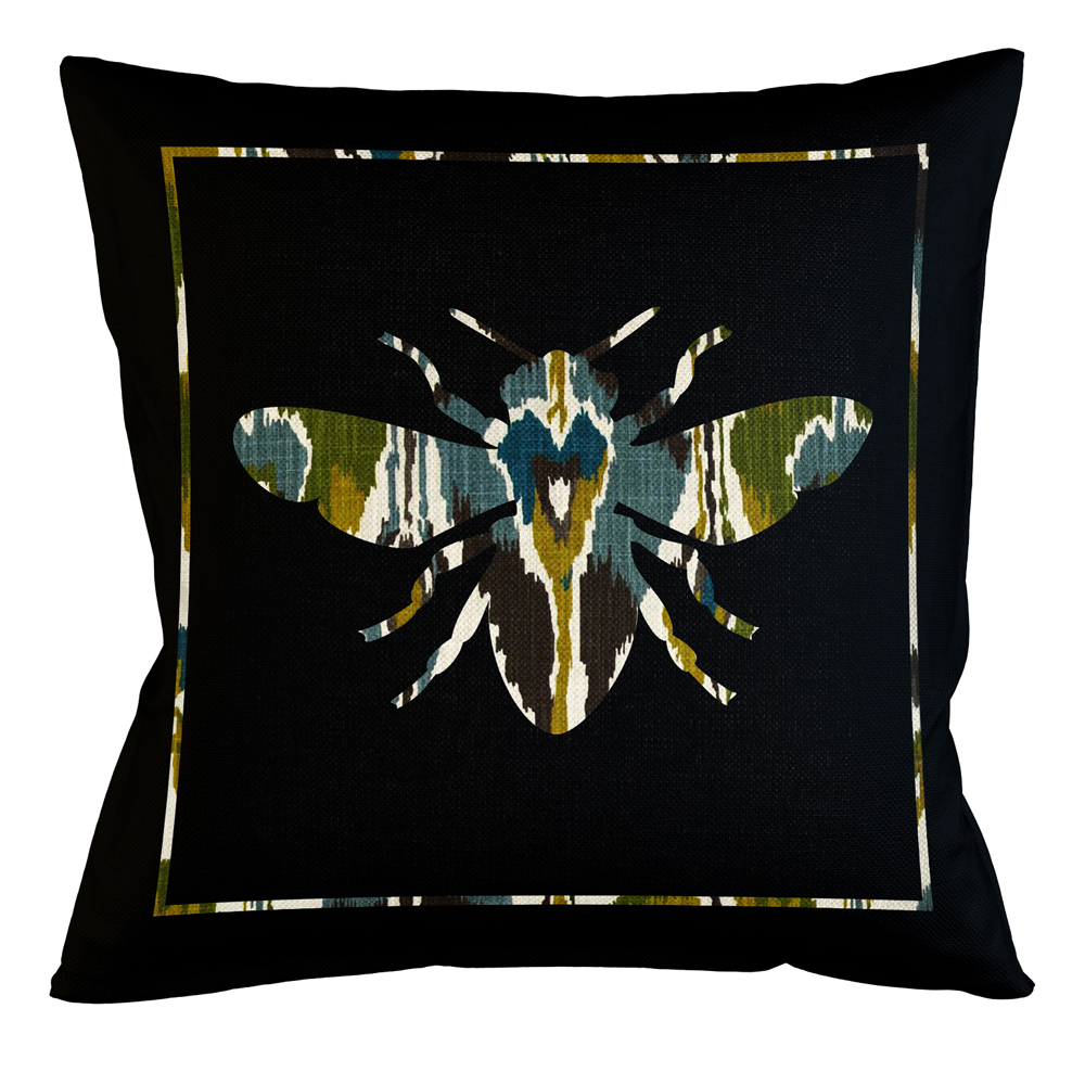 

Подушка декоративная пчела сине-зелёный орнамент Ikat Pattern