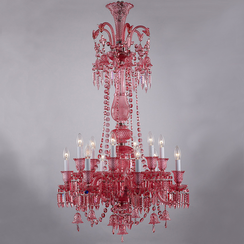  BACCARAT Chandelier Pink Glass  (Crimson)   | Loft Concept 
