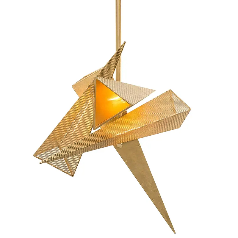  Susan Hornbeak TRYSTAN CHANDELIER - Gold Leafed Perforated Steel Pyramids Gold    | Loft Concept 