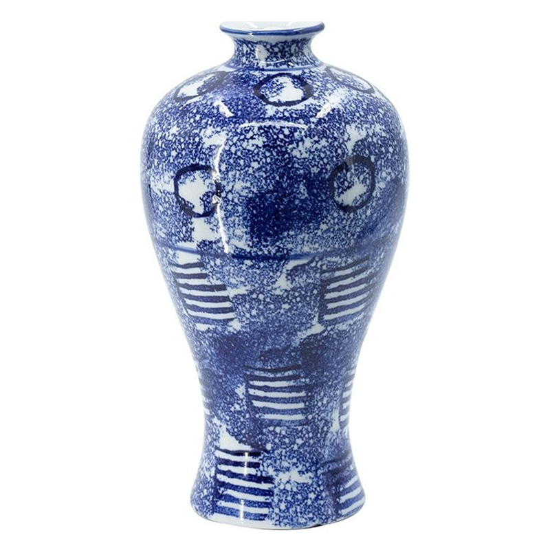 Ваза из фарфора сине-белого цвета Blue & White Ornament Белый Синий Ваза из фарфора сине-белого цвета Blue & White Ornament Белый Синий в Москве | Loft Concept