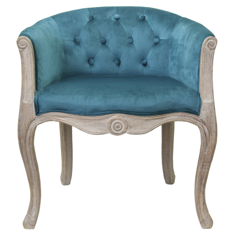 

Кресло низкое в стиле прованс Louis French Armchair blue velour