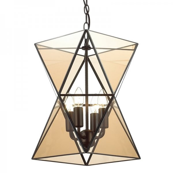  PolyPyramid Glass Pendant 4 Cognac    | Loft Concept 