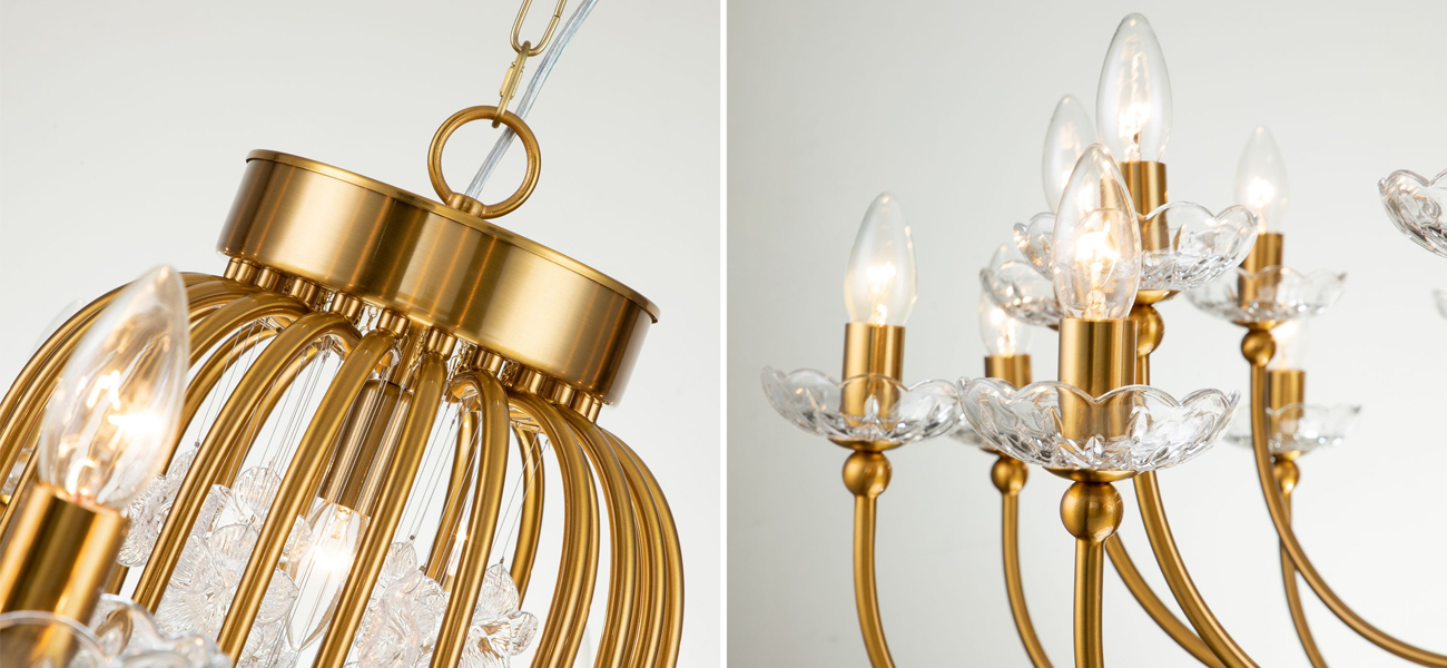 Большая люстра с прозрачными блюдцами Flowerbed - фото