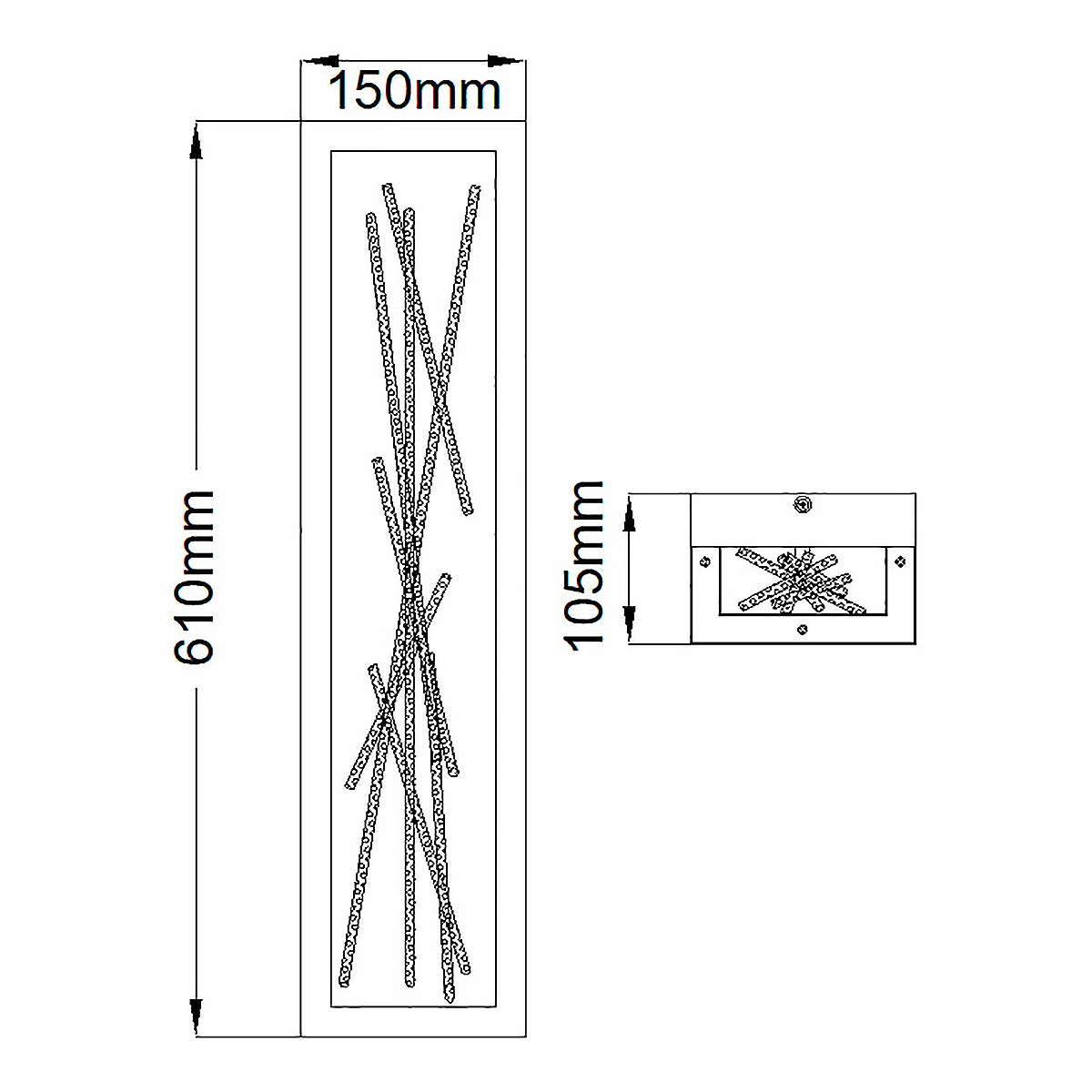 Бра в прямоугольной черной рамке с декором в виде ветвей в золотой отделке Hinkley в Москве
