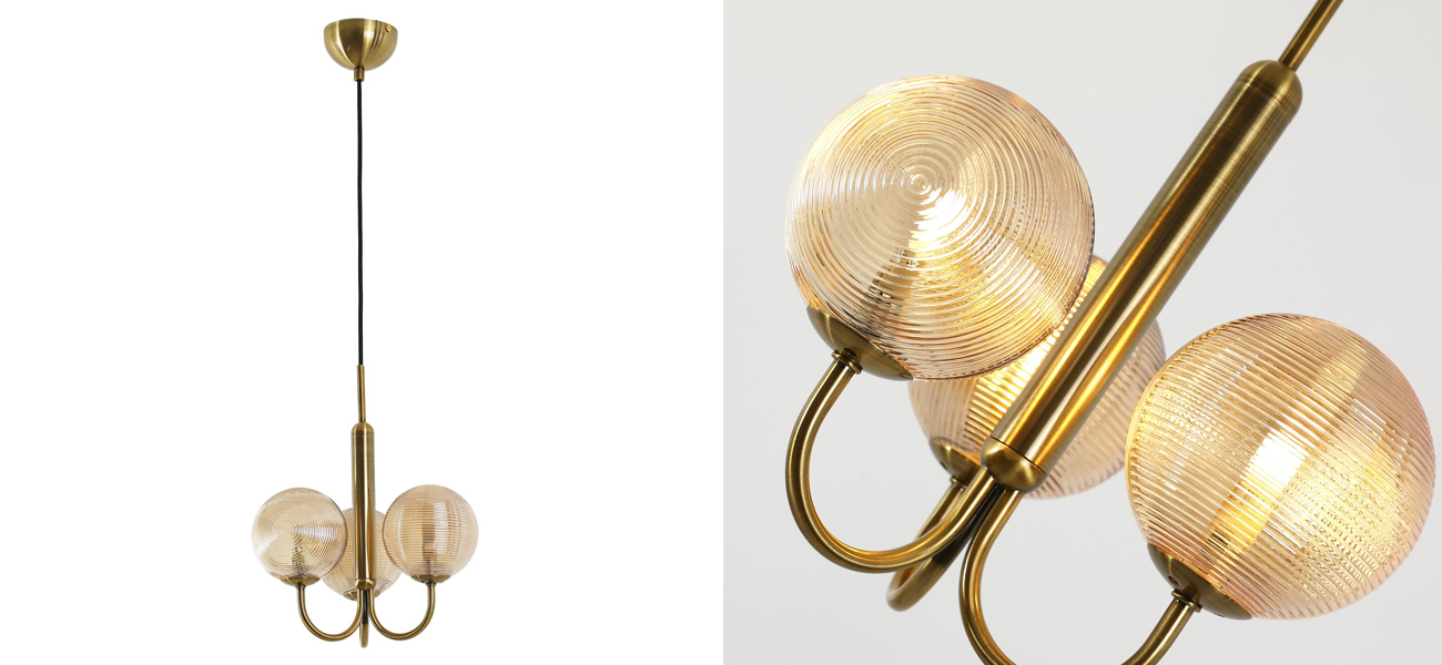 Современная люстра Perforated Glass 3 лампы Латунь - фото