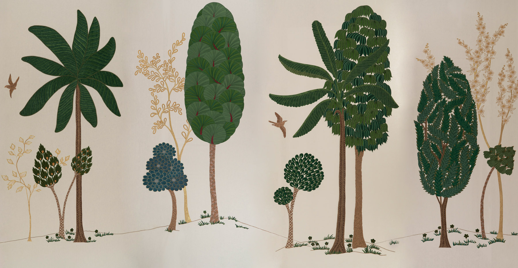 Обои ручная роспись Mughal Trees Original colourway on linen - постер Loft-Concept в Москве