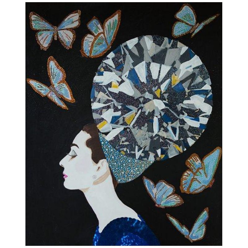 

Картина Audrey with Diamond Headdress, Butterflies, and Black Background