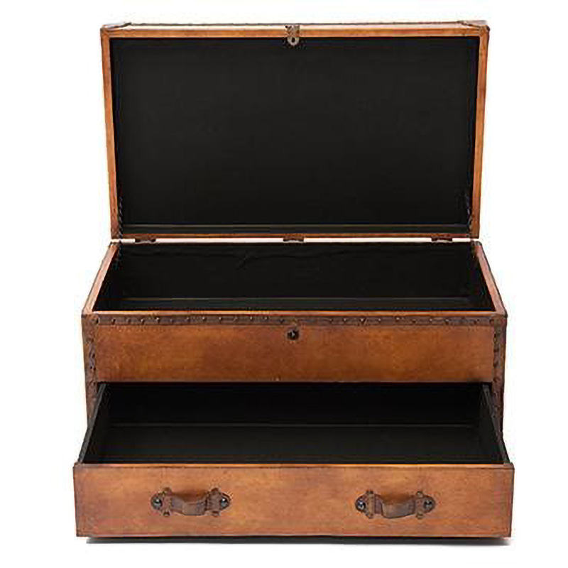 Стол-сундук Vintage buffalo leather chest-table Коричневый винтаж в Москве | Loft Concept 