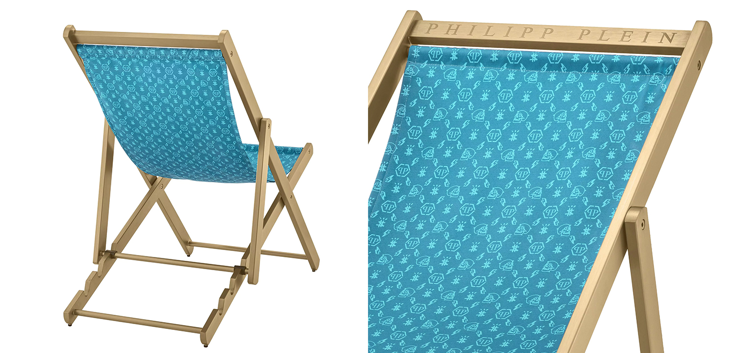 Кресло Philipp Plein Deck Chair Голубое - фото