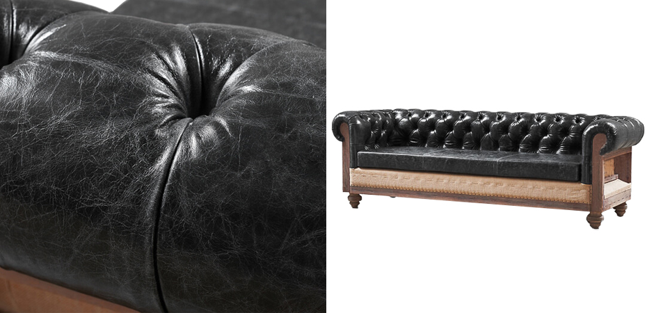 Диван Deconstructed Chesterfield Sofa triple Black leather - фото