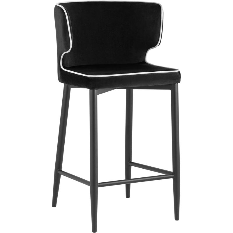 

Стул Полубарный Chair посадка 65 см Черный Велюр с Белым кантом