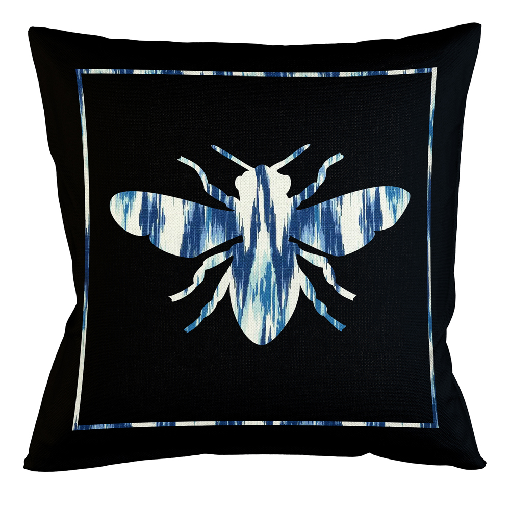 

Подушка декоративная пчела с синим узором Ikat Pattern