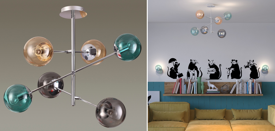 Люстра Bolle hanging 6 lamp Multi Color Люстра Bolle hanging 6 lamp Multi Color - Loft-Concept в Москве