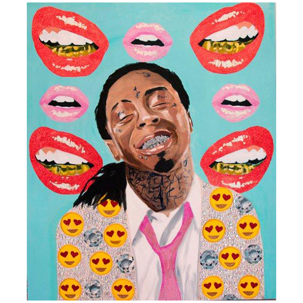  Lil Wayne with Diamonds and Emoji Jacket on Grills Background    | Loft Concept 