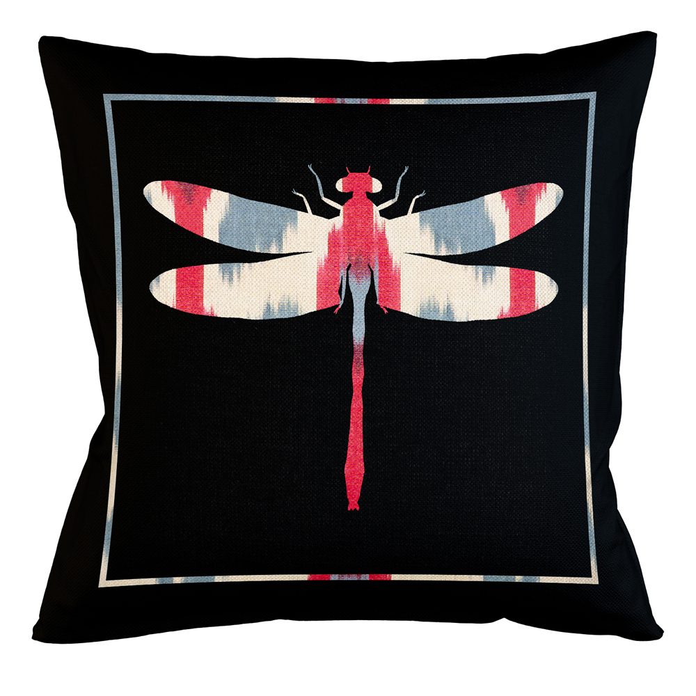 

Подушка декоративная стрекоза с узором красного и серого цвета Ikat Pattern