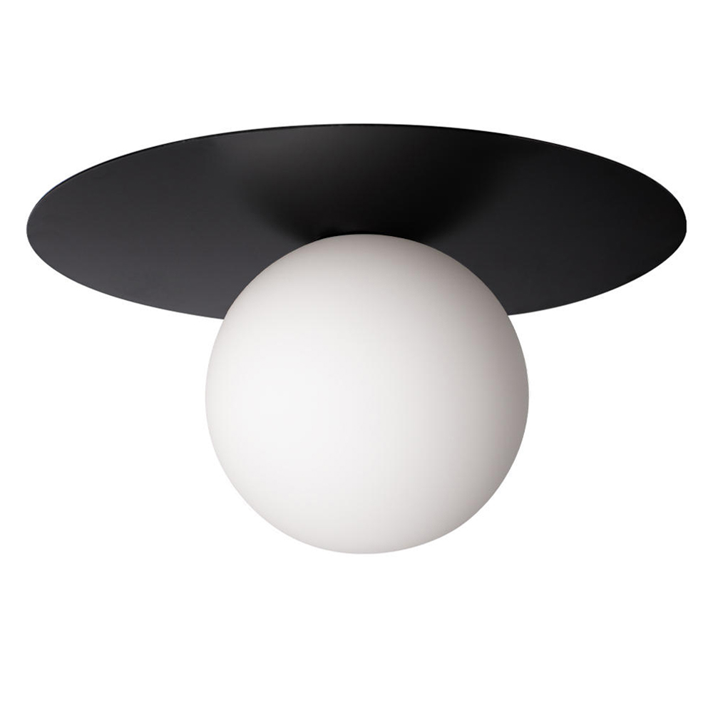 Потолочный светильник с белым шарообразным плафоном и черным круглым основанием Matisse 4750₽