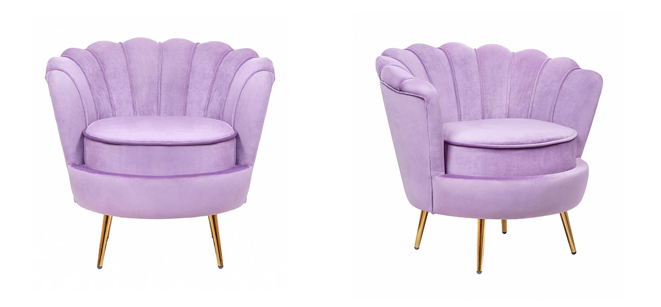 Кресло велюр фиолетовый Purple Flower - фото