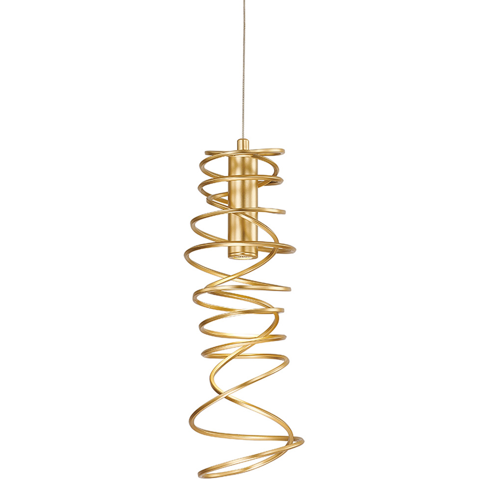 

Подвесной светильник светодиодный из металла со спиральным декоративным элементом золотой Metal Spiral