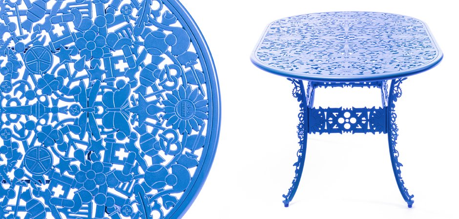 Обеденный стол Industry Collection ALUMINIUM OVAL TABLE – SKY BLUE - фото