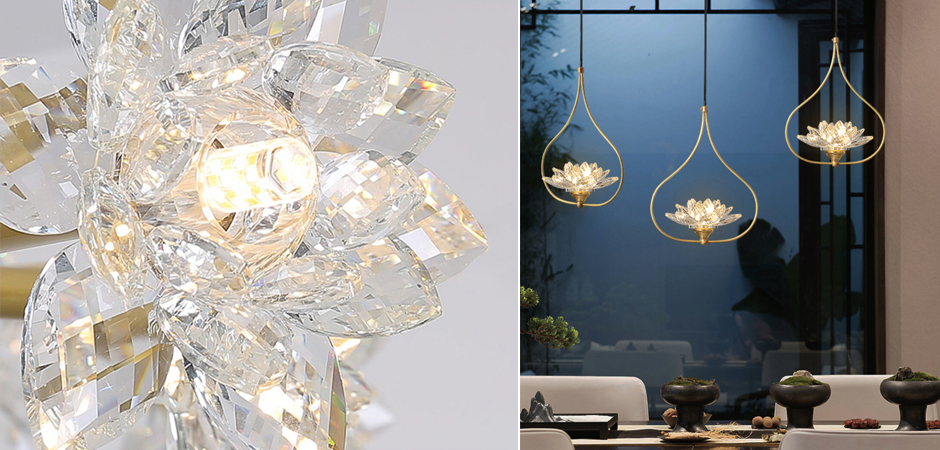 Хрустальный светильник Цветок Лотоса Lotus flower Clear Glass pendant lamp A Хрустальный светильник Цветок Лотоса Lotus flower Clear Glass pendant lamp A - Loft-Concept в Москве